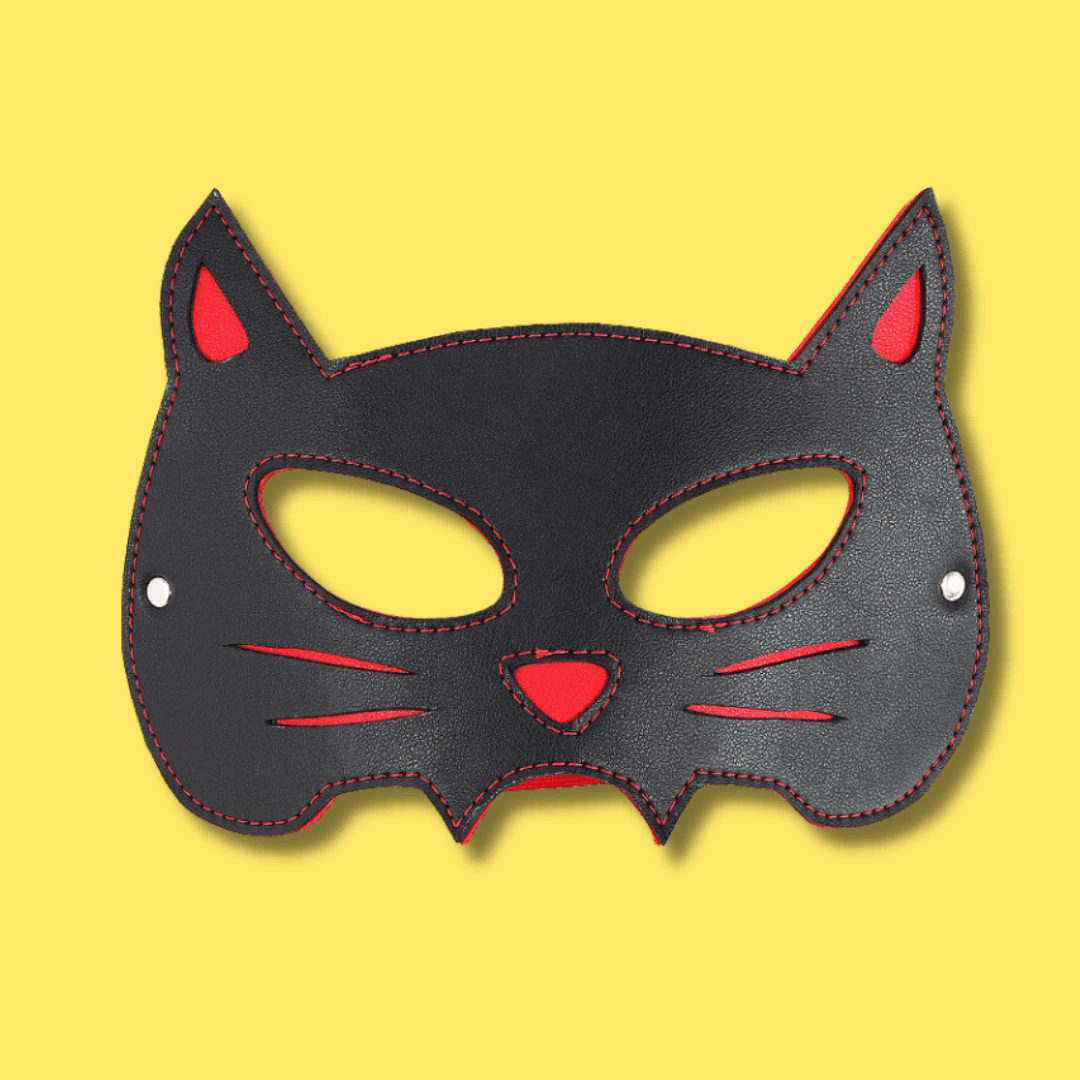 Antifaz Gato Negro y Rojo.